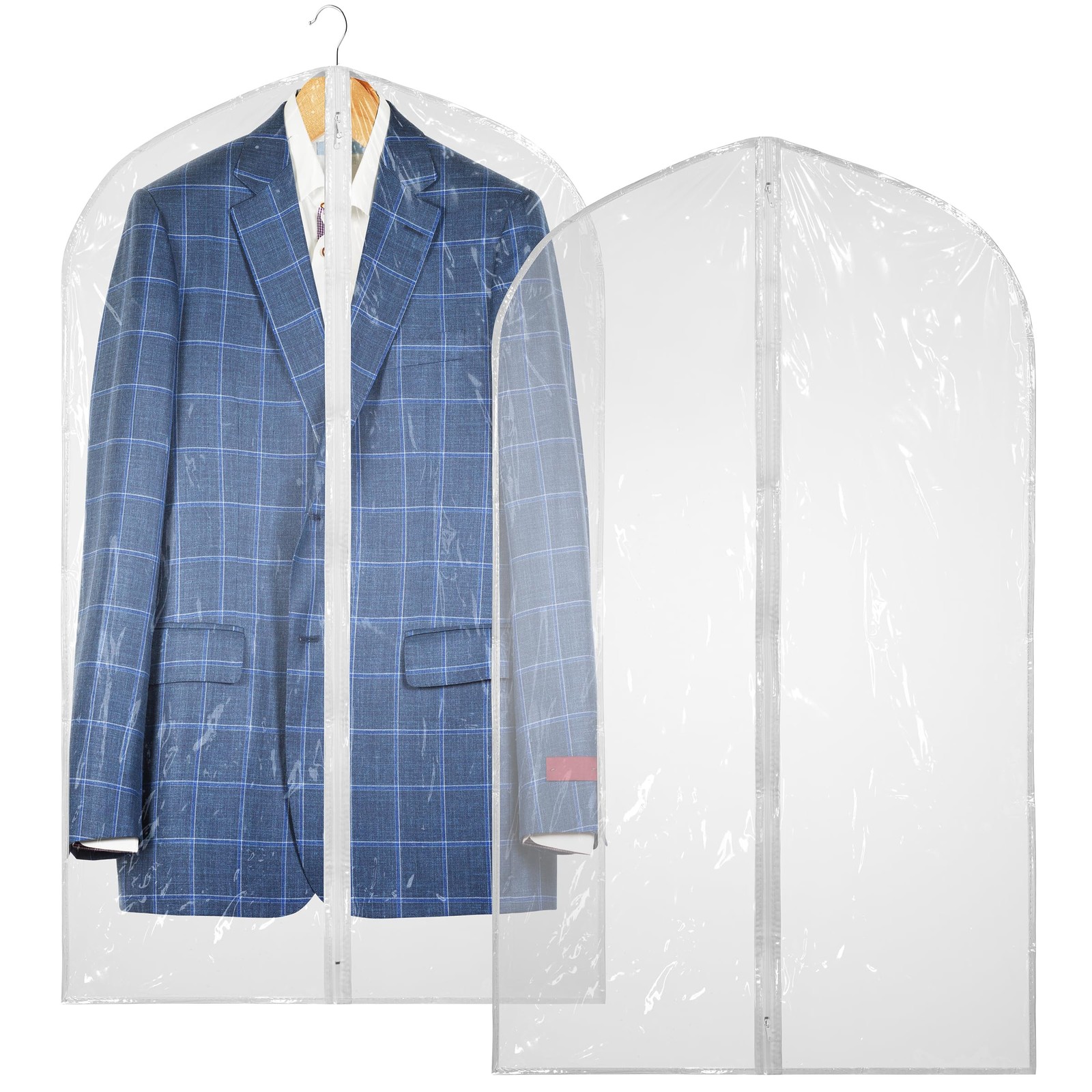 2 Pcs Clear Garment Bags Dust Proof Coat Protector with Zipper for Hanging