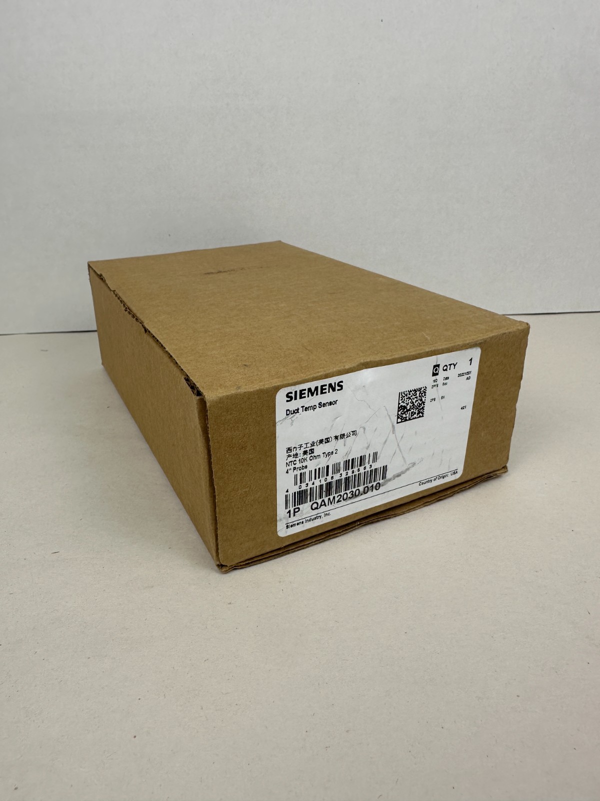 New Siemens QAM2030.010 Duct Temp Sensor NTC 10K Type 2 4" Probe