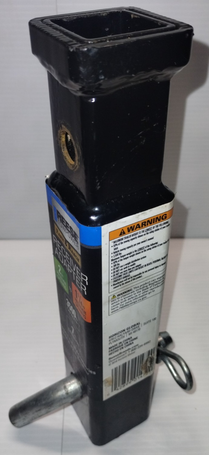 REESE 2 inch to 1 1/4-in Receiver Adapter 3500 lb capacity 7'' extension W/ Pin
