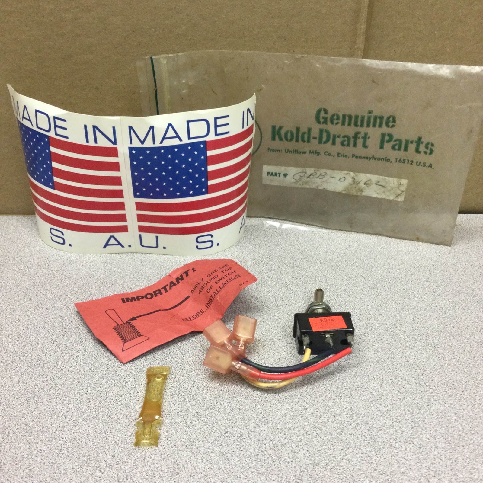 Kold Draft Ice Unit Pump Toggle Switch P/n GBB-03102