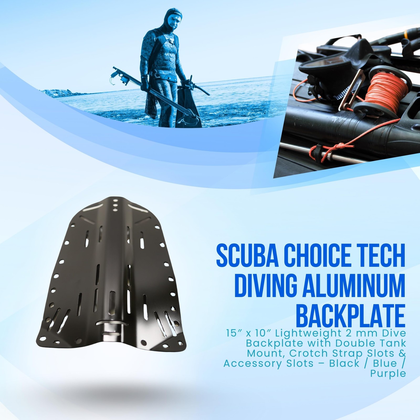 Scuba Choice Scuba Tech Black Aluminum Diving Backplate