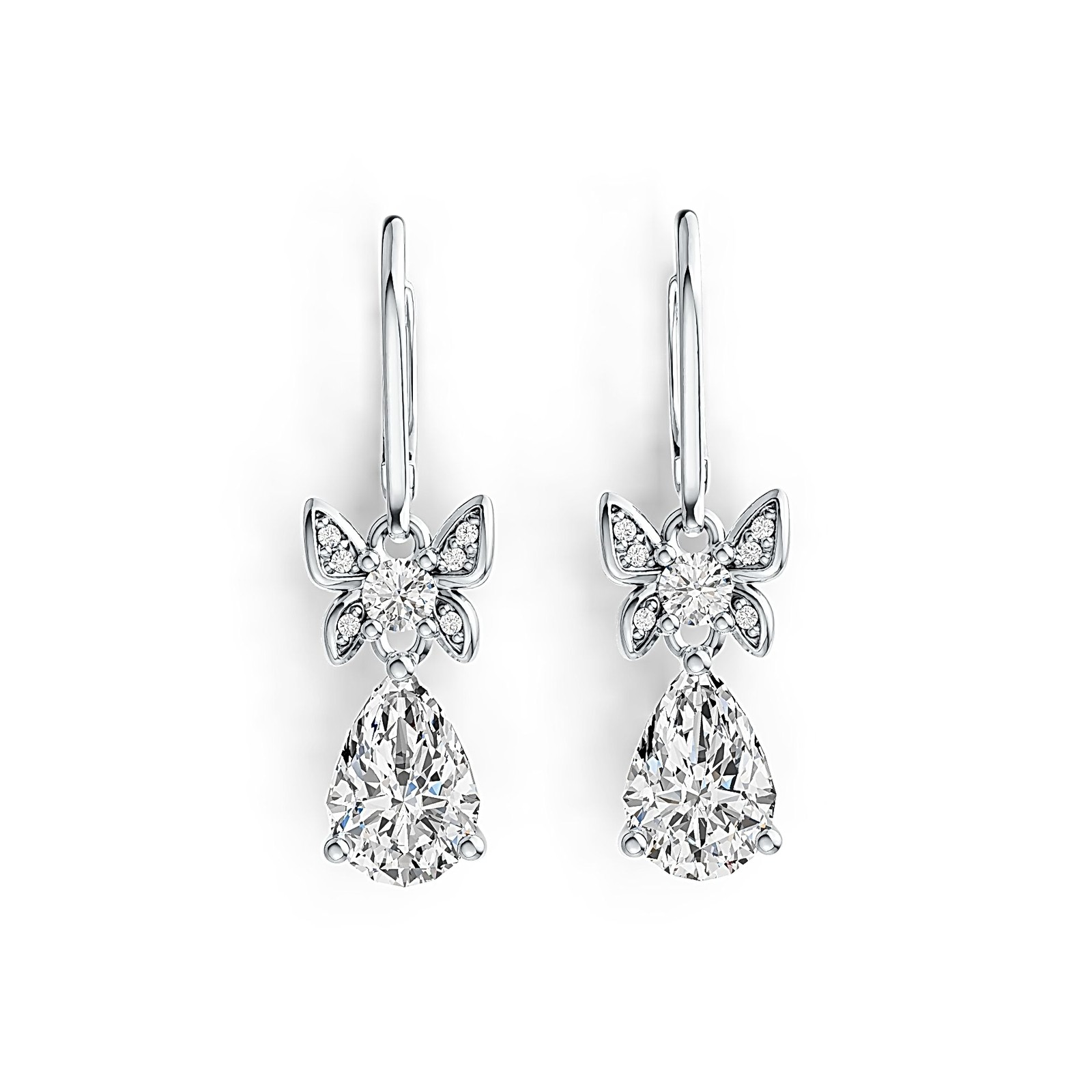 Sterling Silver Semi Mount Earrings Setting Pear PE 9X6mm with White Topaz