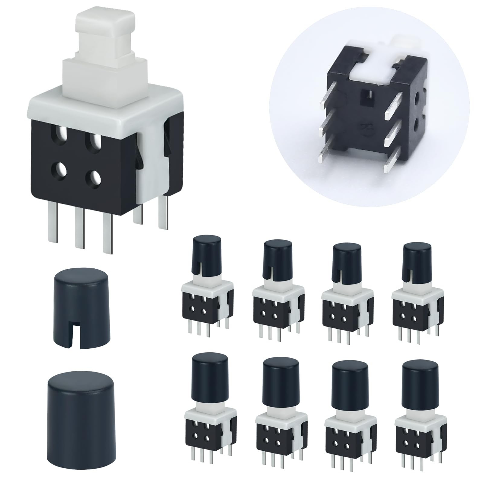 30Pcs Micro Latching Push Button Switch 5.8mm 0.23" DPDT 6Pin 2-Ways On Off S...