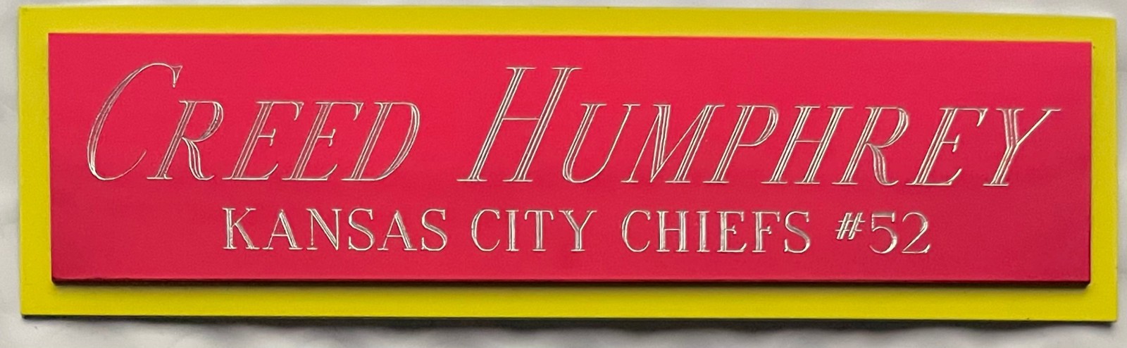 CREED HUMPHREY CHIEFS NAMEPLATE AUTOGRAPHED Signed FOOTBALL-HELMET-JERSEY-PHOTO