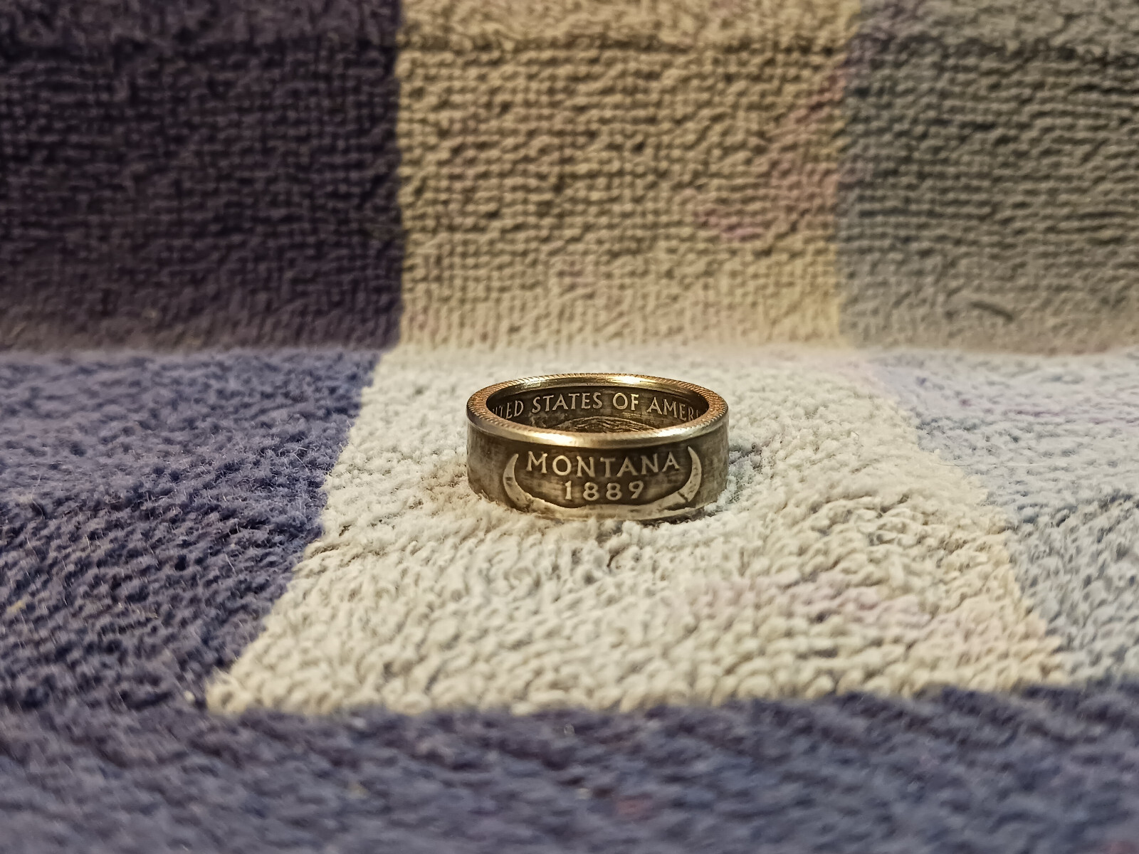 Montana Handcrafted Washington Quarters coin ring, size 8 2007