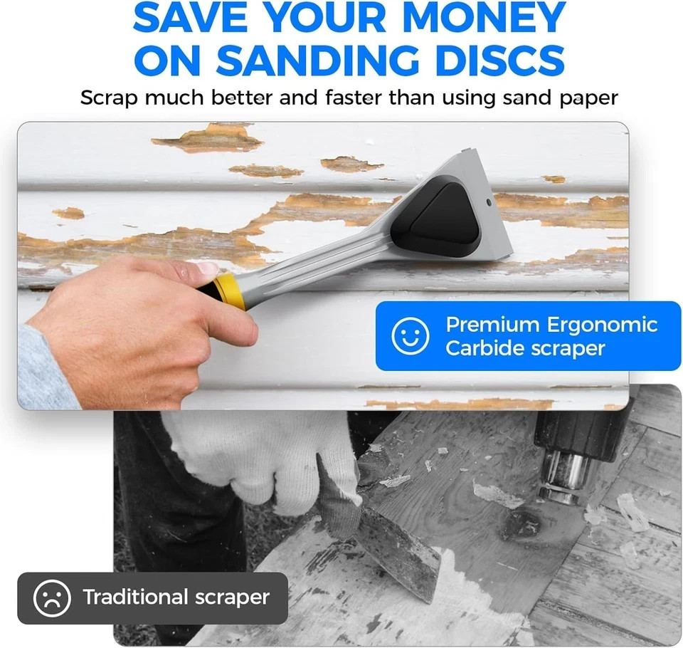 Premium Ergonomic Carbide Paint Scraper, 2.5 Inch Heavy Duty Scraper Tool...
