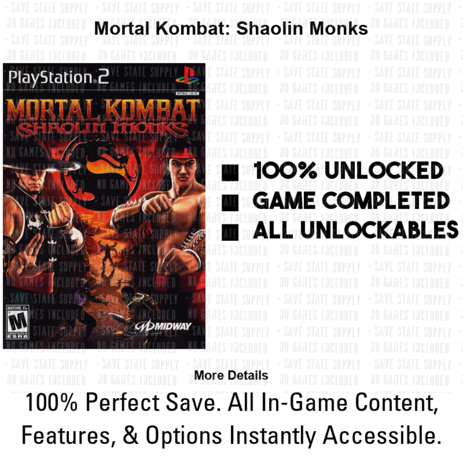 Mortal Kombat DC Alliance Monks Armageddon Deception PS2 PS3 Memory Card USB