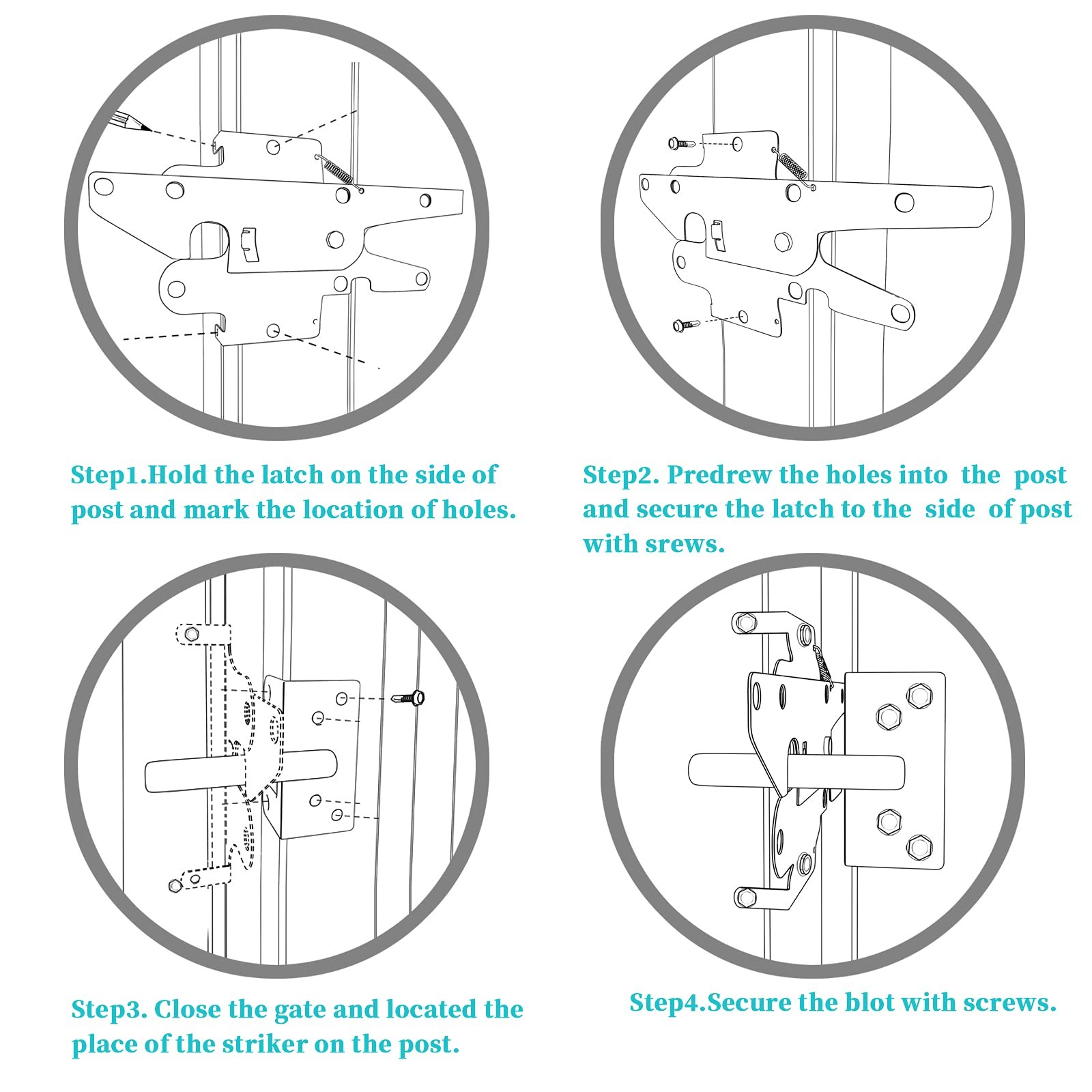 BORDERSMOVER White Automatic Gate Latch