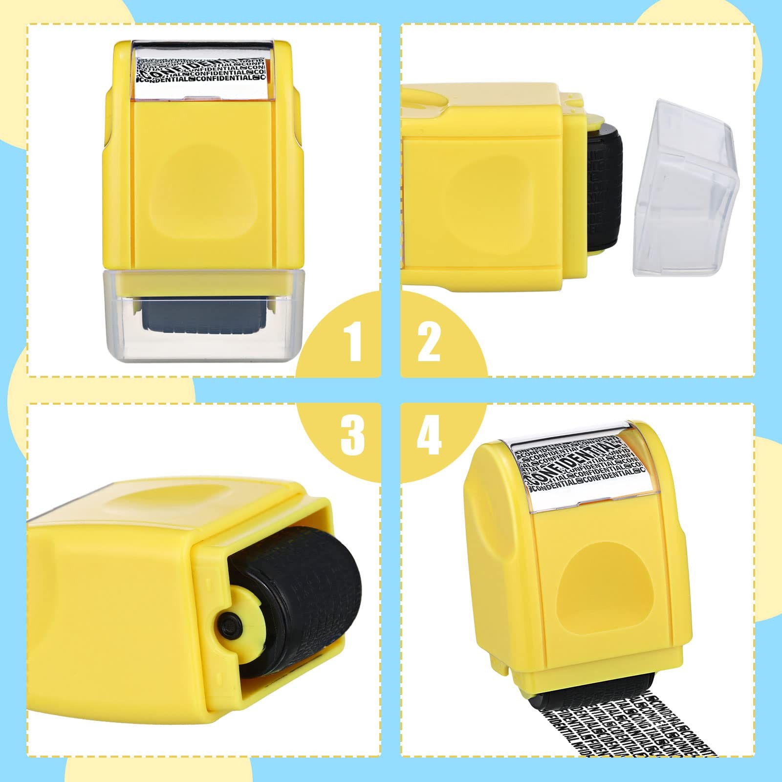 Nezyo 2 Pack Identity Protection Roller Stamp Identity Theft, Confidential