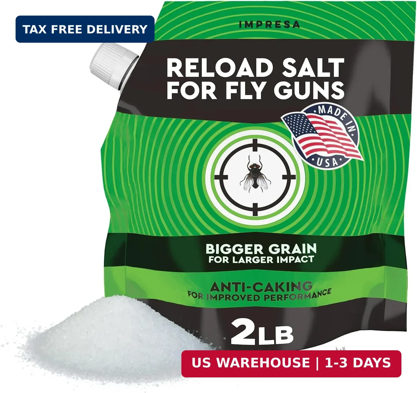 2 lb Fly Shooter Refill Salt for Bug A Salt 3.0 Large-Grain Non-Caking Crystals