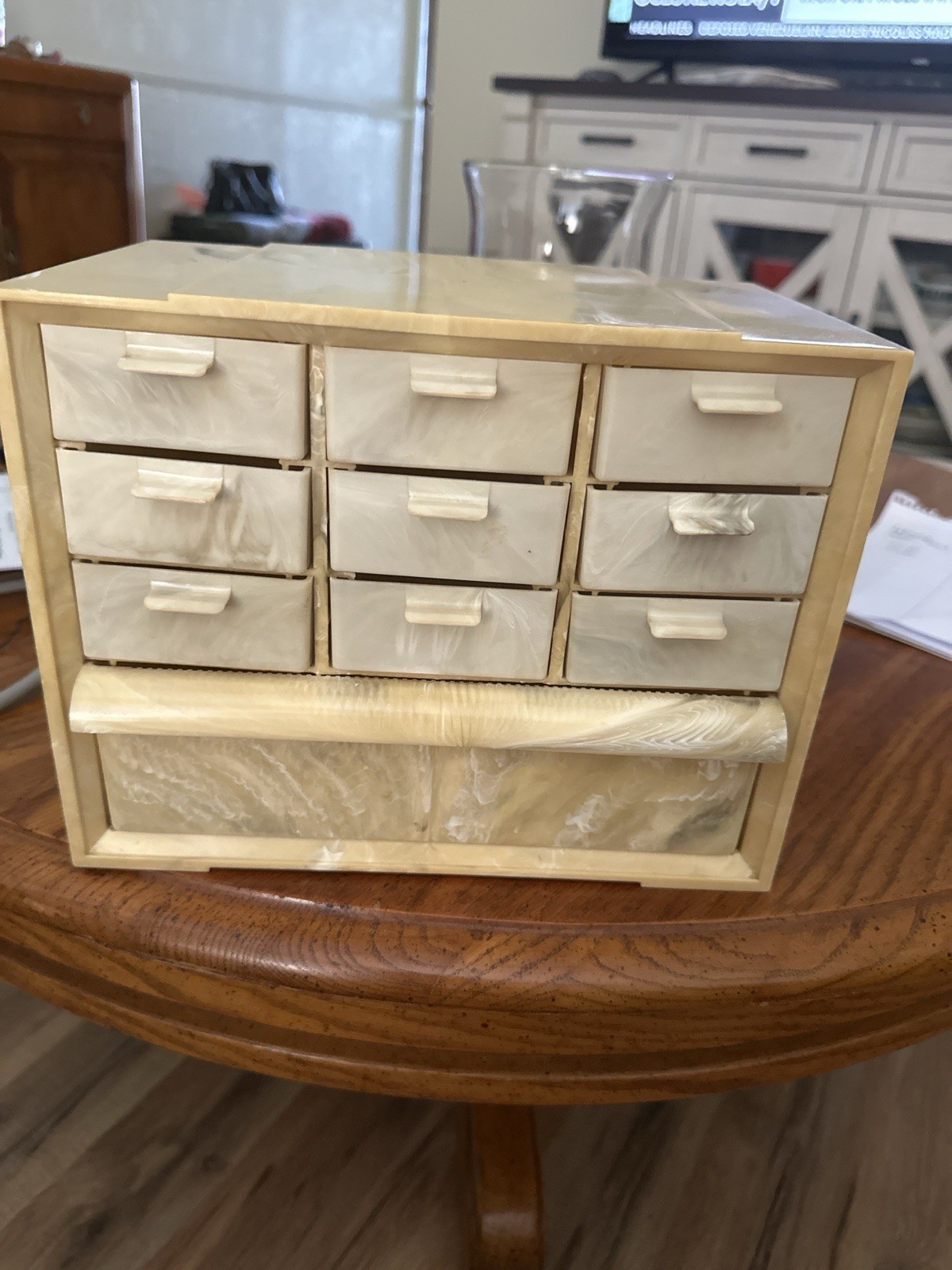 Vintage Akro-Mils Marbleized Plastic 10 Drawer Organizer Cabinet For Small Items