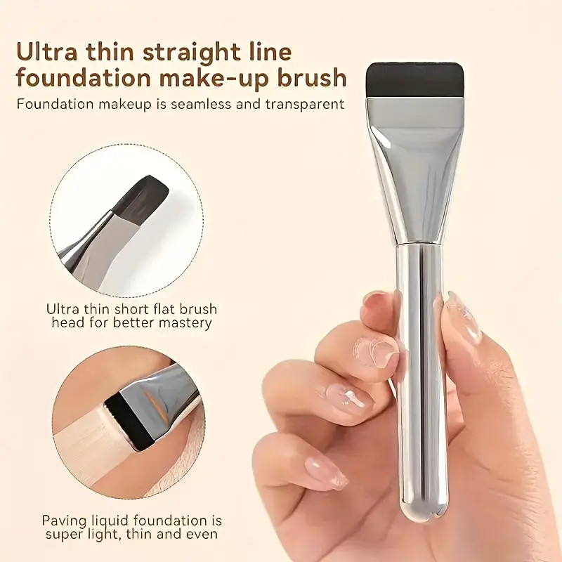 Flat Foundation Brush Set - Ultra Thin Blade for Liquid Makeup Blending