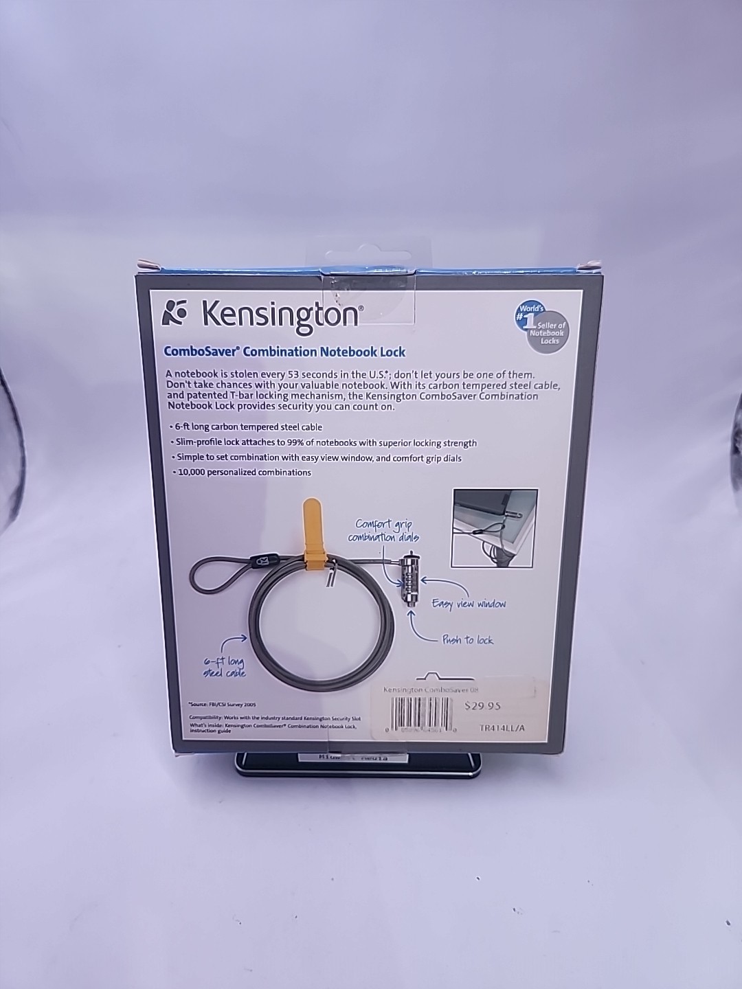 Kensington ComboSaver Notebook Laptop Computer Security Cable Lock, 6ft , New!