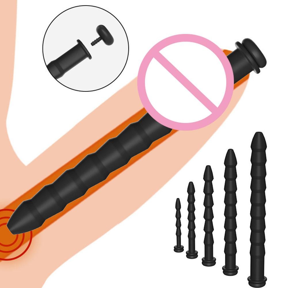 Hollow Through-Hole-Silicone Male Penis Dicks Dilator Plug Urethral Stretcher
