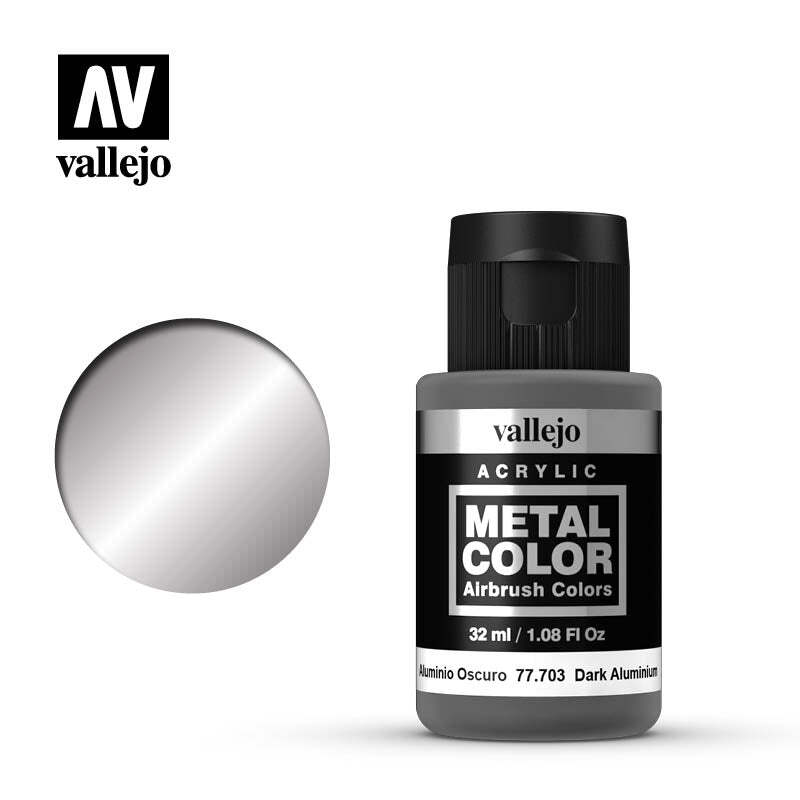 Vallejo 77703 Metal Color Dark Aluminum Acrylic Paint 35ml - US