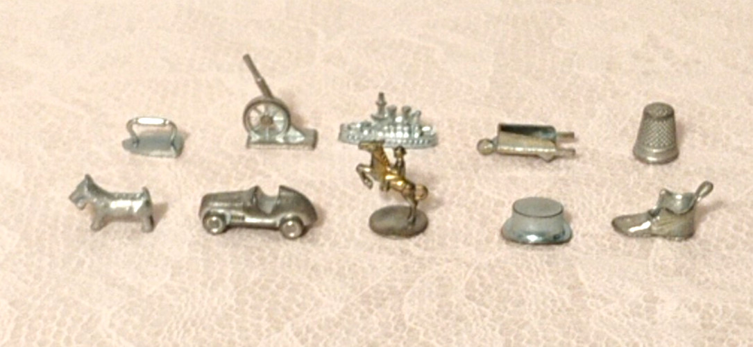 NICE Monopoly Metal Game Pieces Replacement Tokens - Lot of 10 Complete