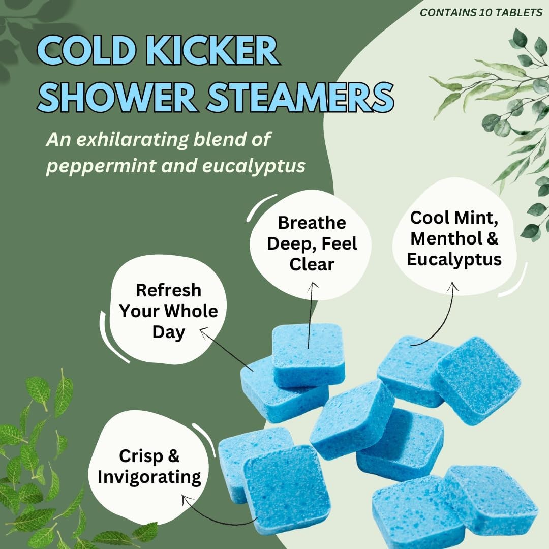 Cold Kicker Shower Steamers Aromatherapy for Relief - USA Made - Peppermint & Eu