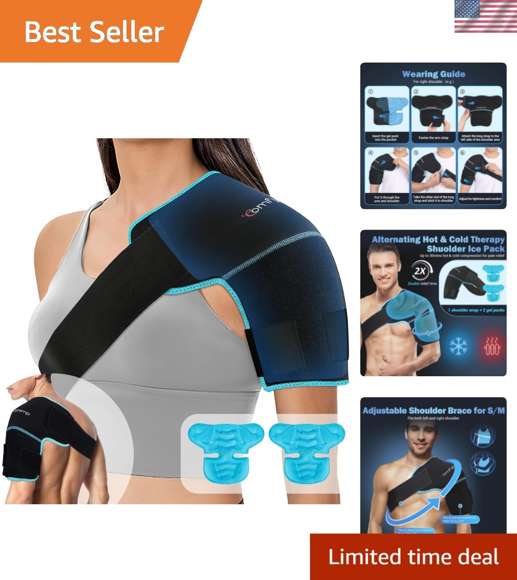 Shoulder Ice Pack Wrap Shoulder Brace Compression Sleeve for Shoulders Pain R...