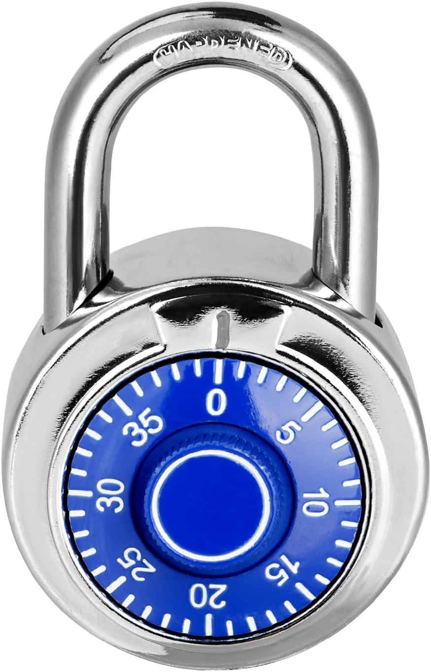 Combination Padlock 1 Pack, Blue Dial with Preset 3-Digit  | 2 In. Wide Combinat