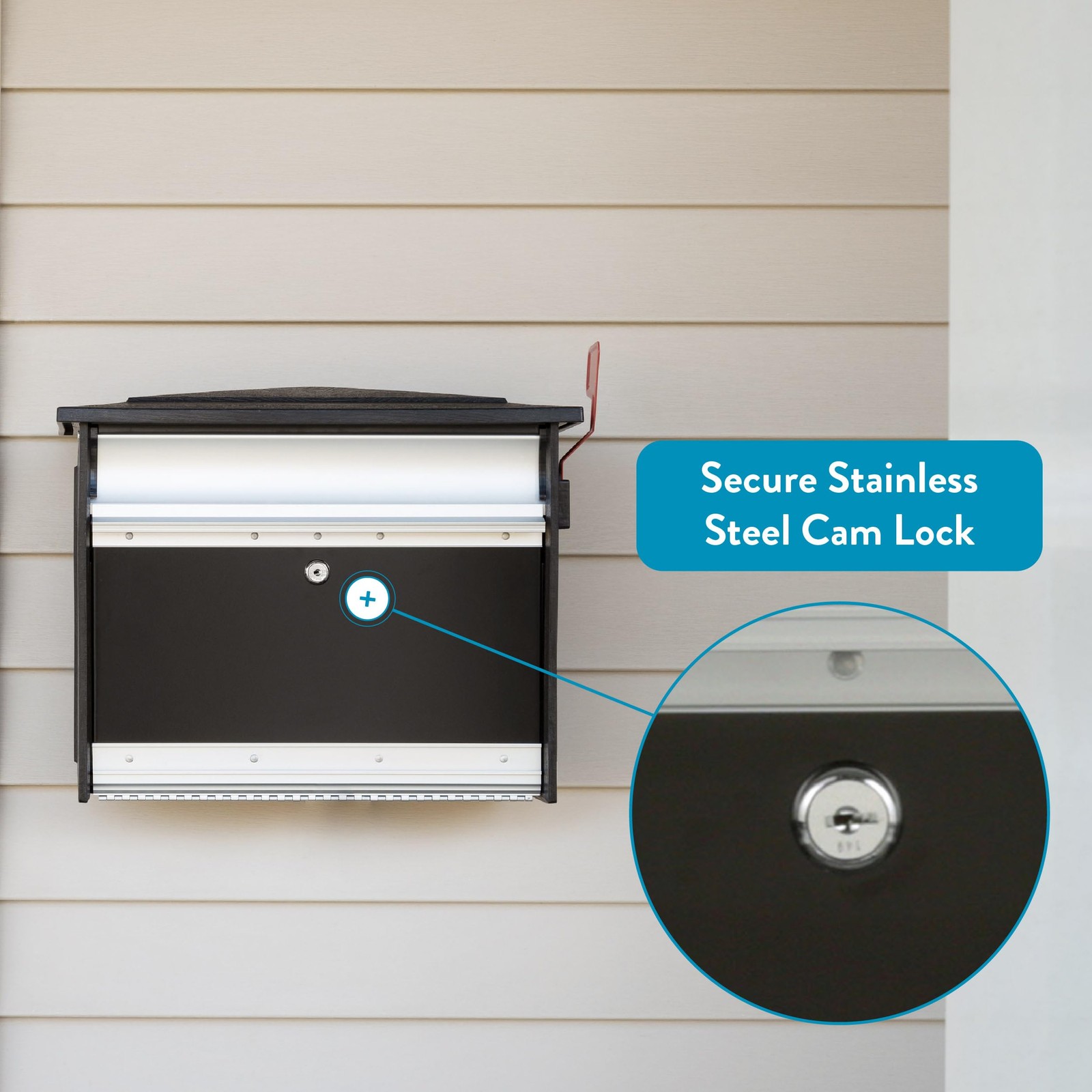 Architectural Mailboxes MailSafe™ Locking, Wall-Mounted Mailbox Medium, Black