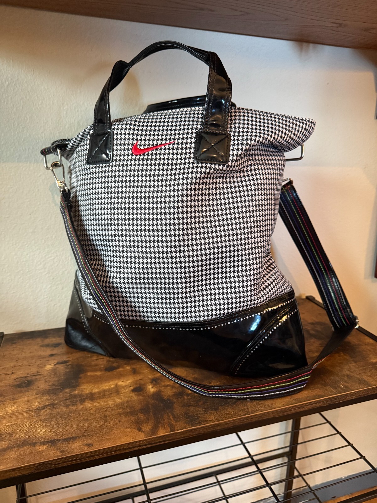 Rare Nike Houndstooth Purse Sports Gym Bag With Strap
