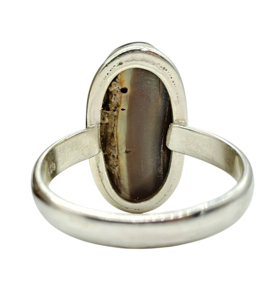 Statement Paua Shell Ring, Size 11, Sterling Silver, Long Oval Shape, Blue Green
