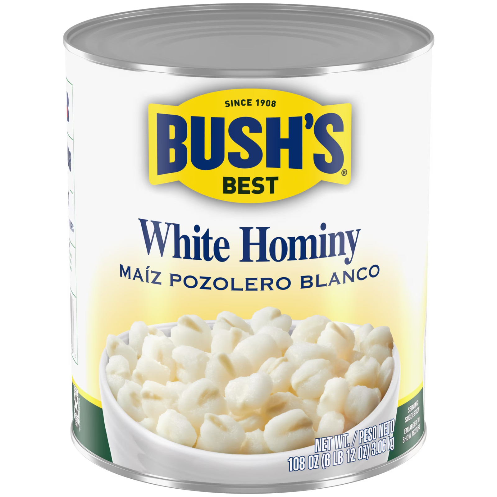 Bushs Best White Hominy 108 Oz. Can..