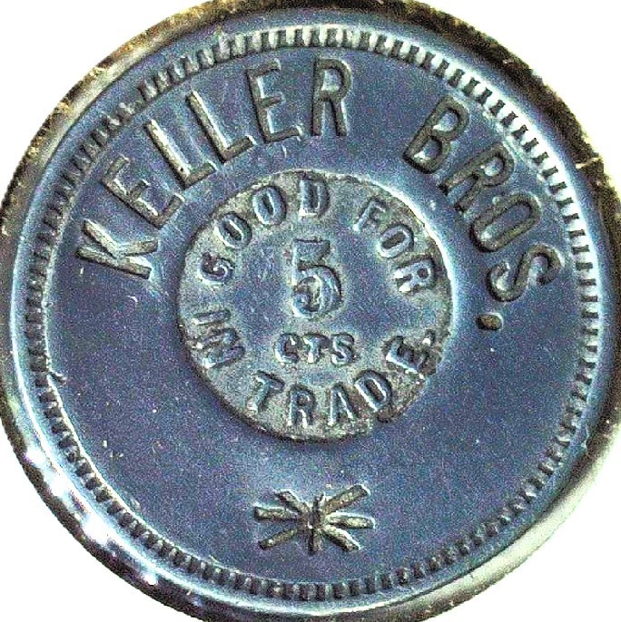 KELLER BROS. - GOOD FOR 5 ¢ IN TRADE - LOGANSPORT, IN - TC# 69892 $ - EC 8483