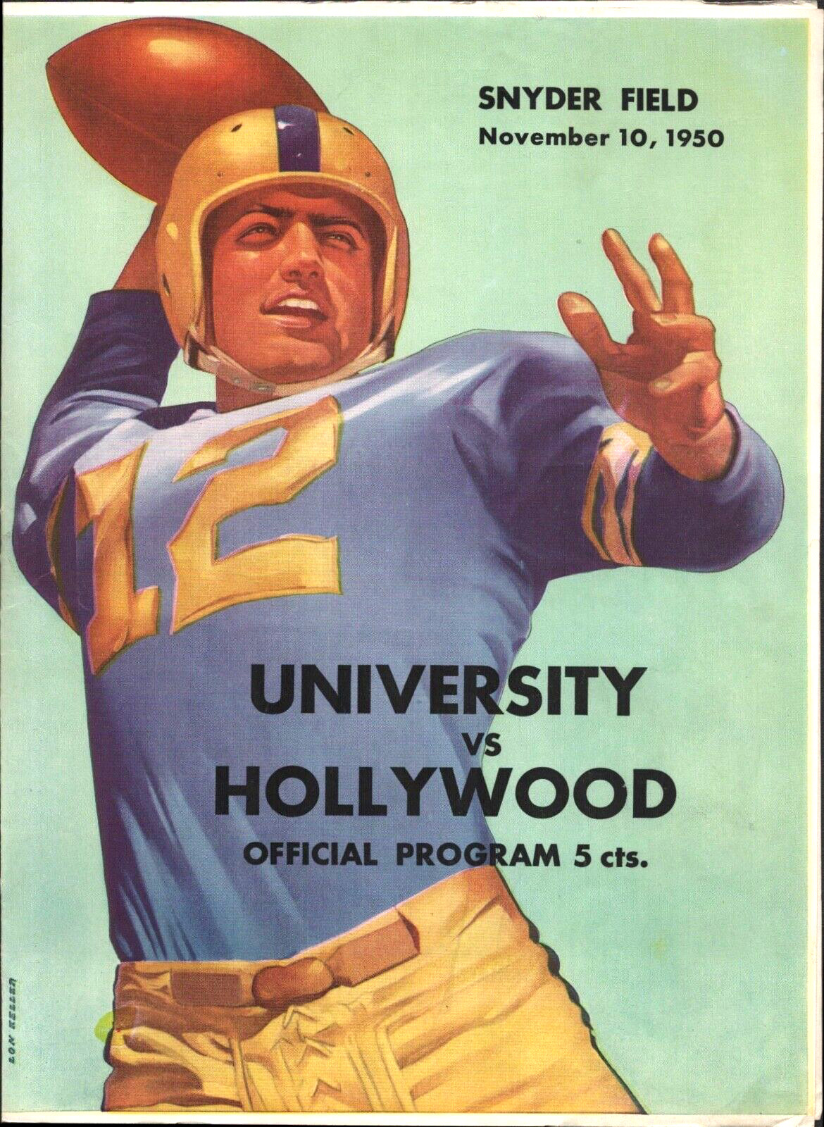 1950 Nov 10  HOLLYWOOD vs UNIVERSITY California H.S. football program COCA-COLA