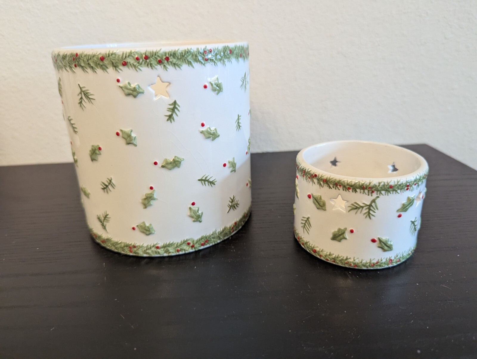 Lot of 2 Candle Jar Set Large and Baby Size - Little Christmas Holiday