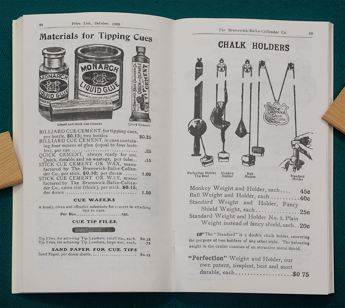 Reproduction of Rare 1905 BBC Billiard Price List/Catalog No. 1488