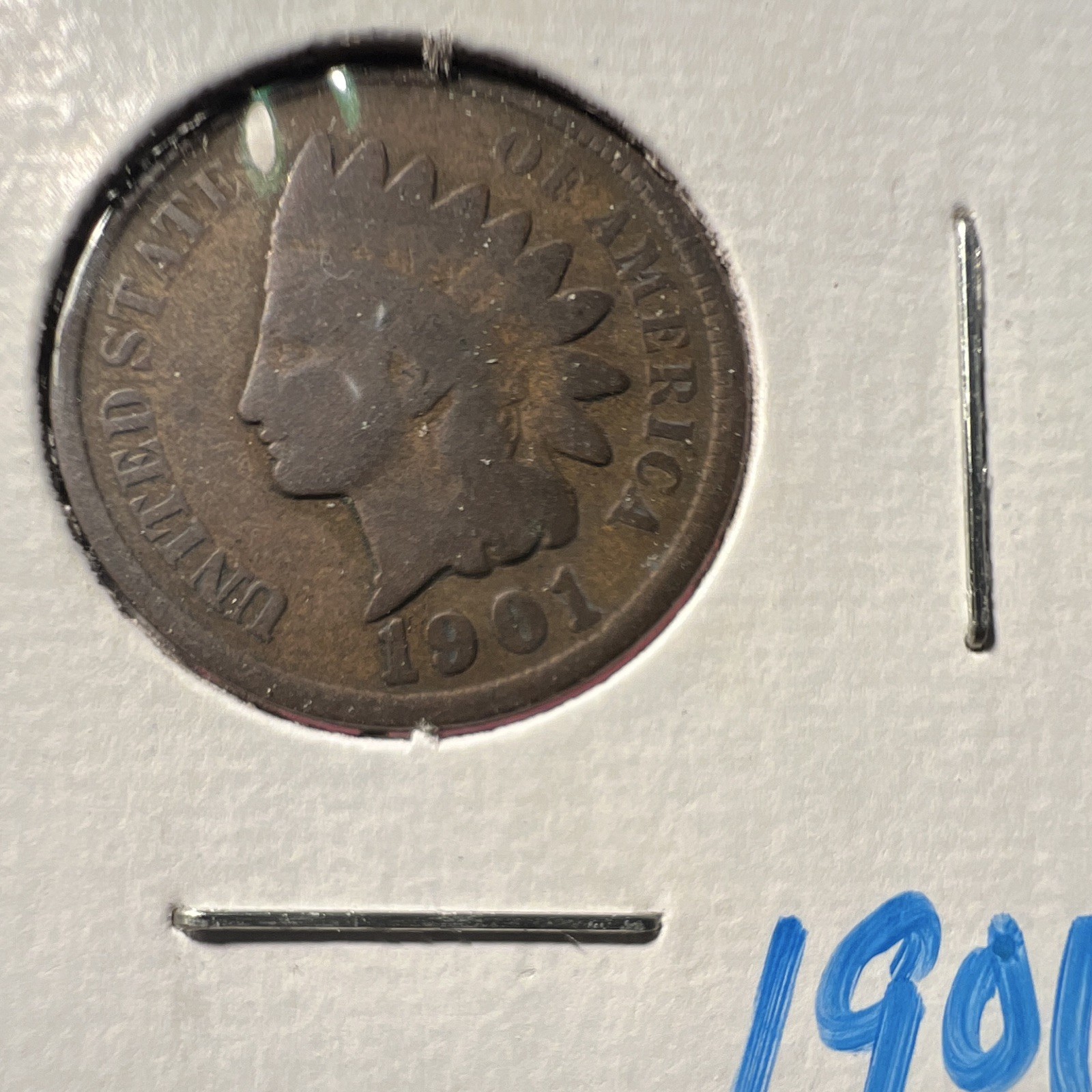 1901 Indian Head Small Cent Penny BN, Philadelphia, Bronze KM#90