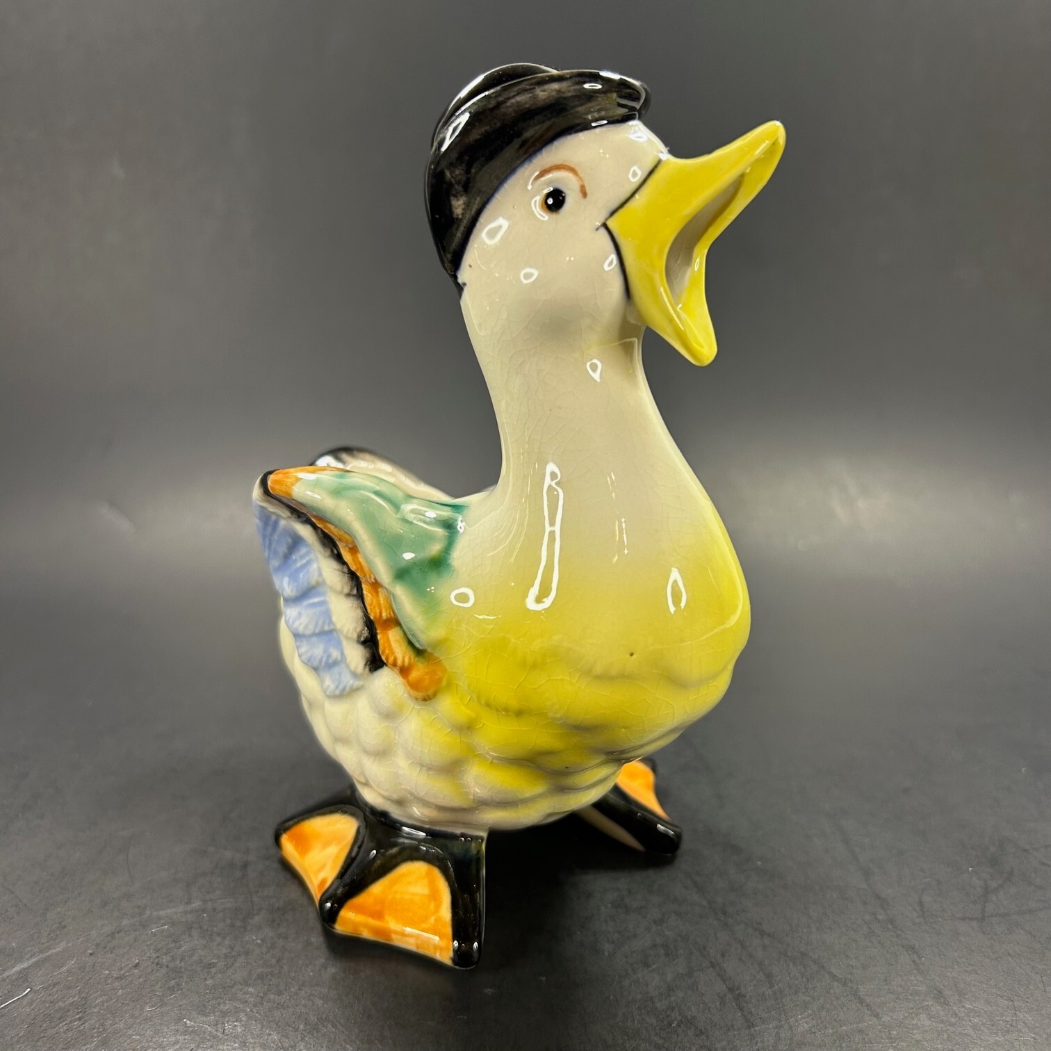 Anthropomorphic Duck in a Bowler Hat Planter Ceramic Made in Japan