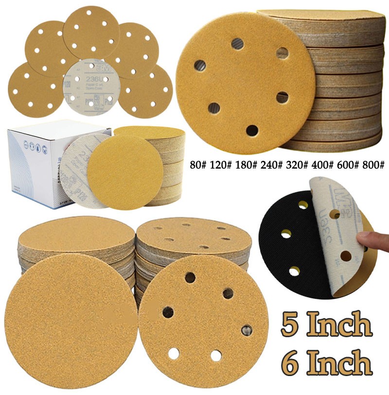Sanding Discs 5 Inch 6 Inch Hook & Loop Sander Orbital Sandpaper 80-800 Grit