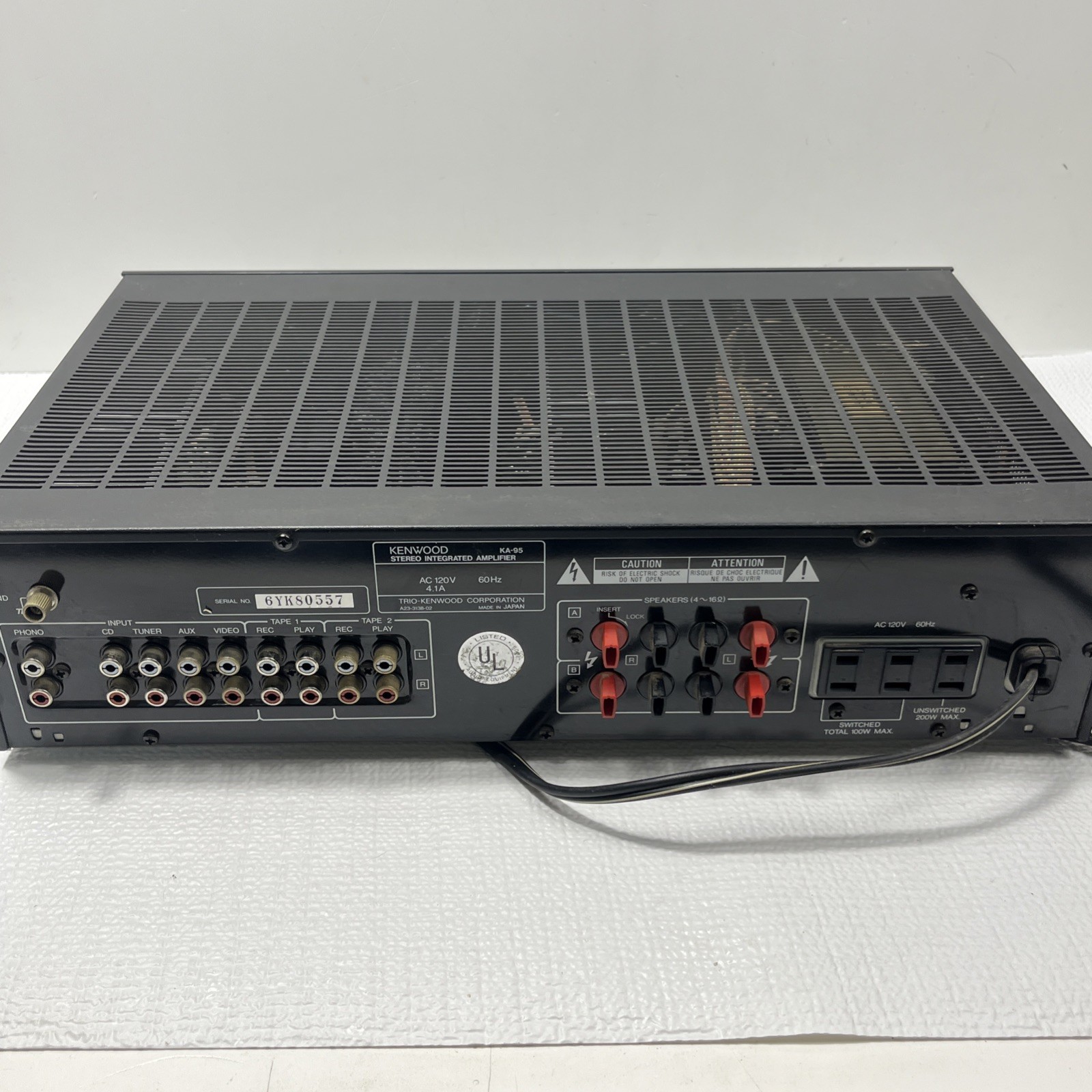 Kenwood KA-95 Amplifier Works Tested Input Source Buttons Return Issue