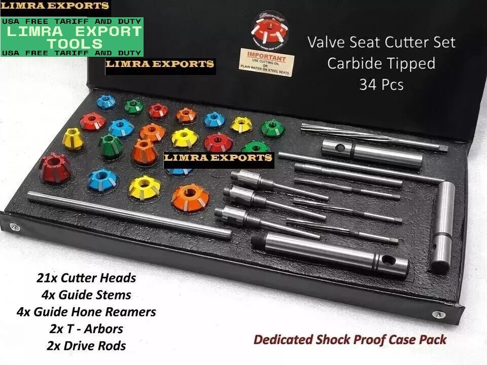 HONDA CRV 1998-2001 & OTHER VALVE SEAT CUTTER KIT CARBIDE TIPPED 34x ALL IN ONE