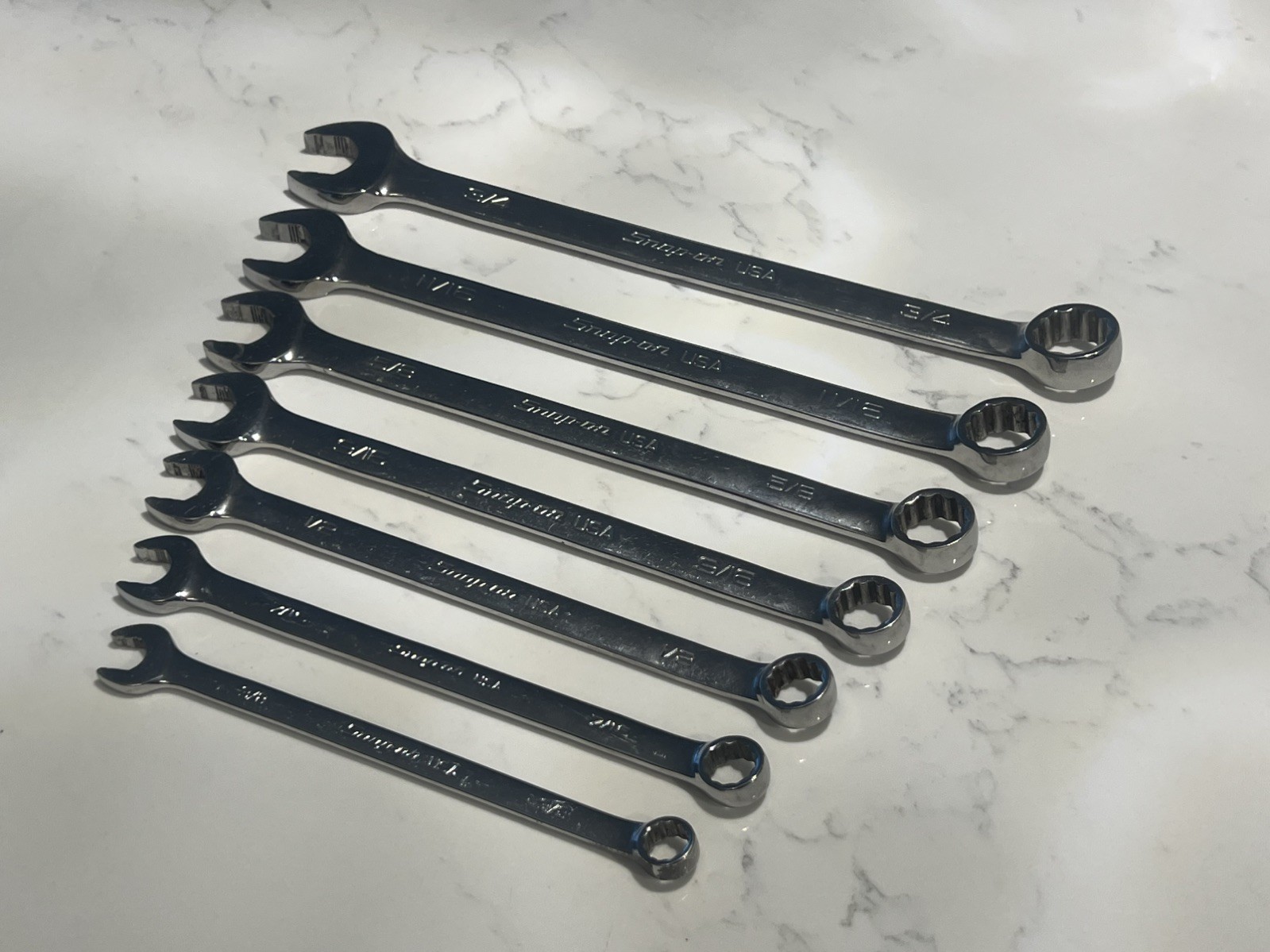 Snap On 7Pc 12PT SAE Flank Drive Plus Wrench Set (3/8–3/4")  #SOEX707