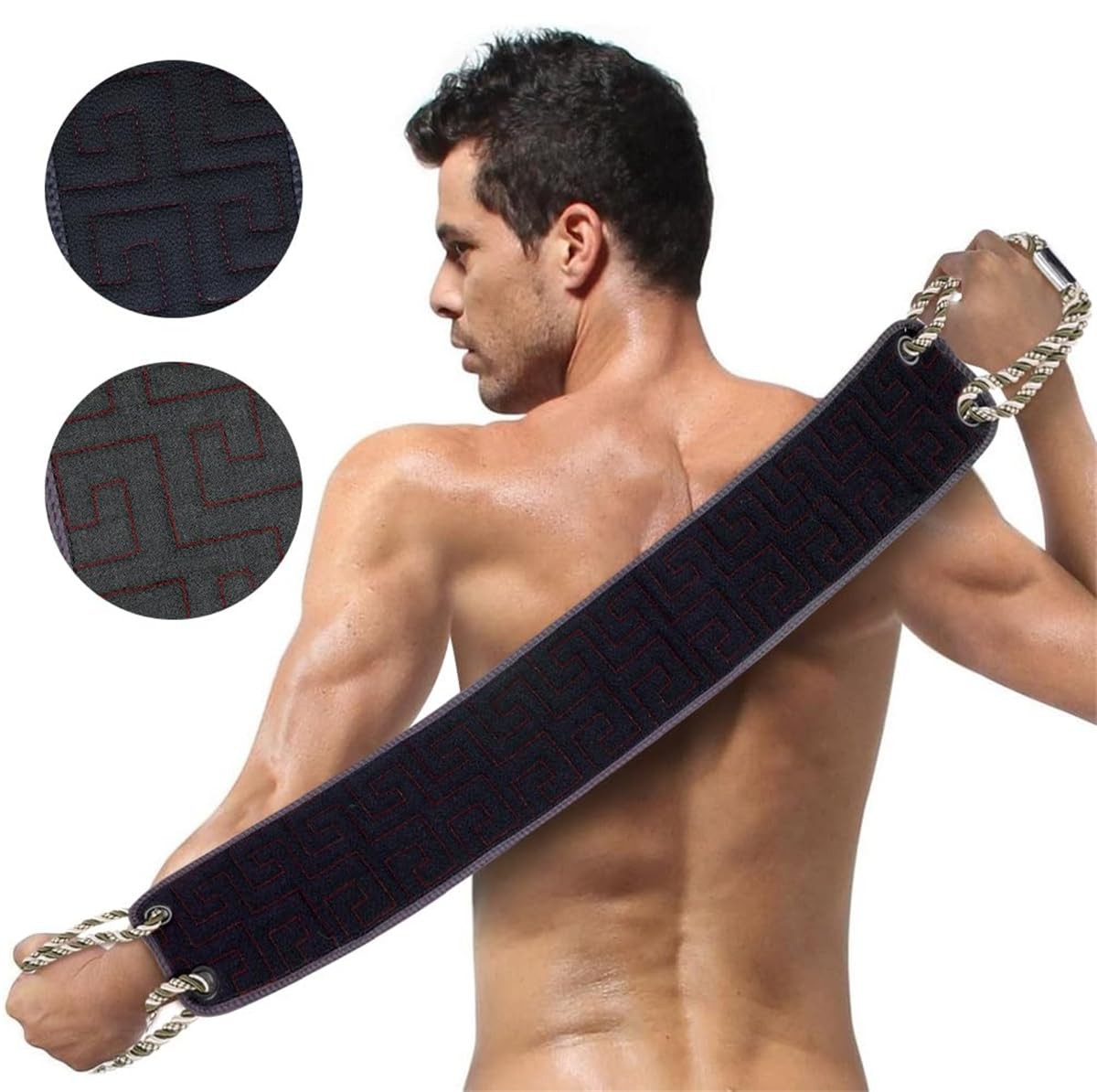 Exfoliating Back Scrubber for Shower, 37 Inches Washer with Navy Blue