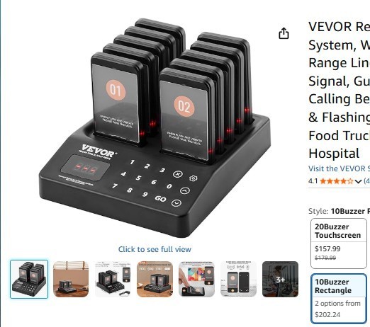 Pager System Vevor 10-Buzzer Wireless Set