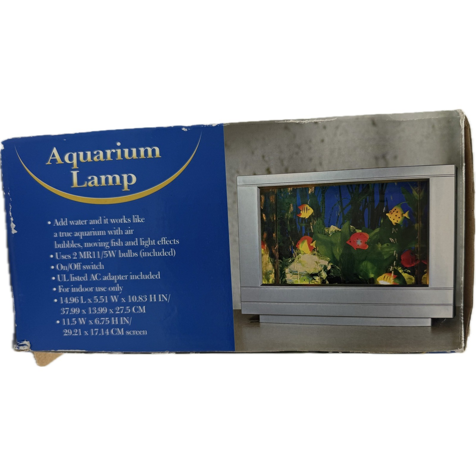 Vintage Aquarium Bubble Lamp Moving Fish Sensory Light Retro TV Style Silver