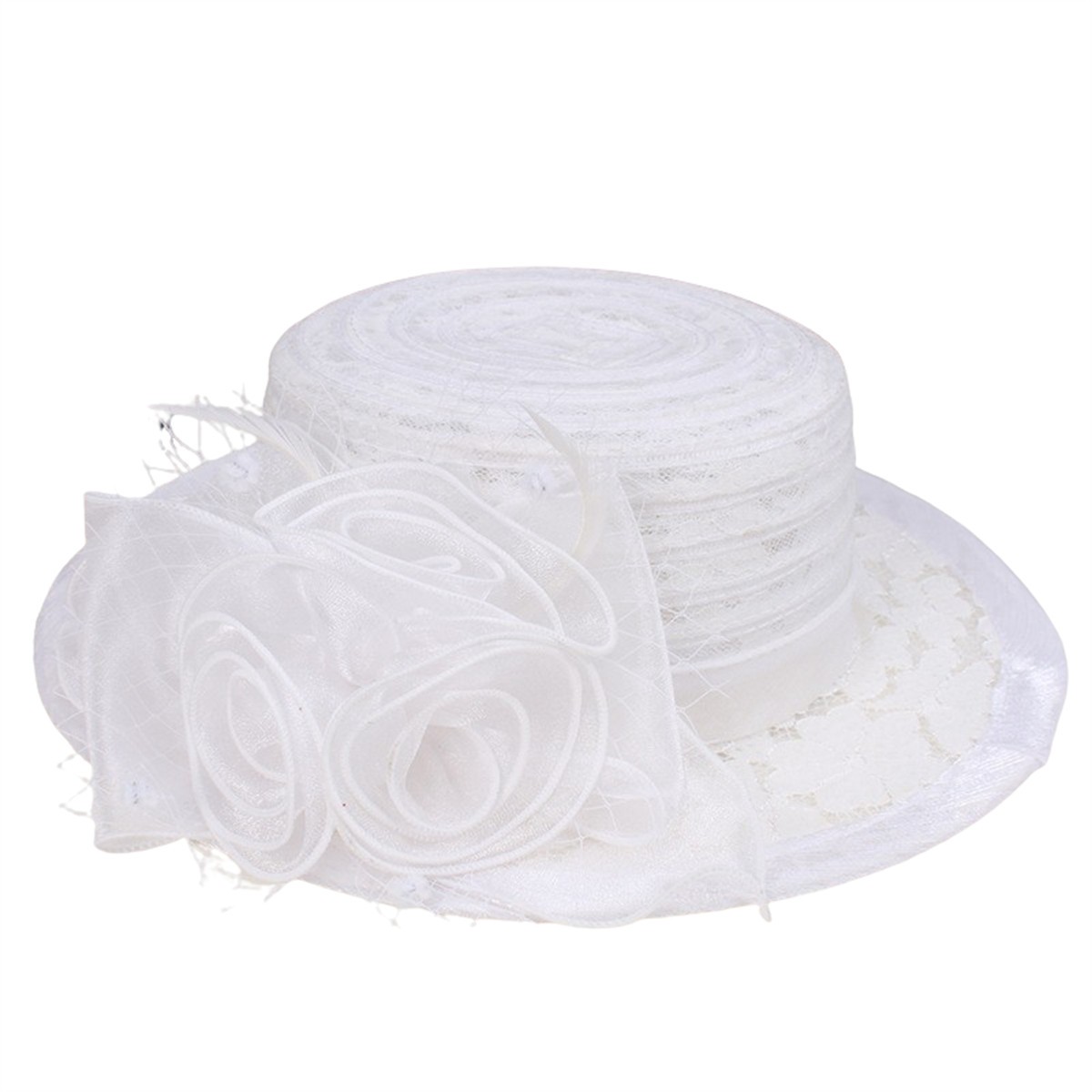 Women's Fascinator Hat Wide Brim Church Bridal Tea Party Wedding Hat Derby Cap