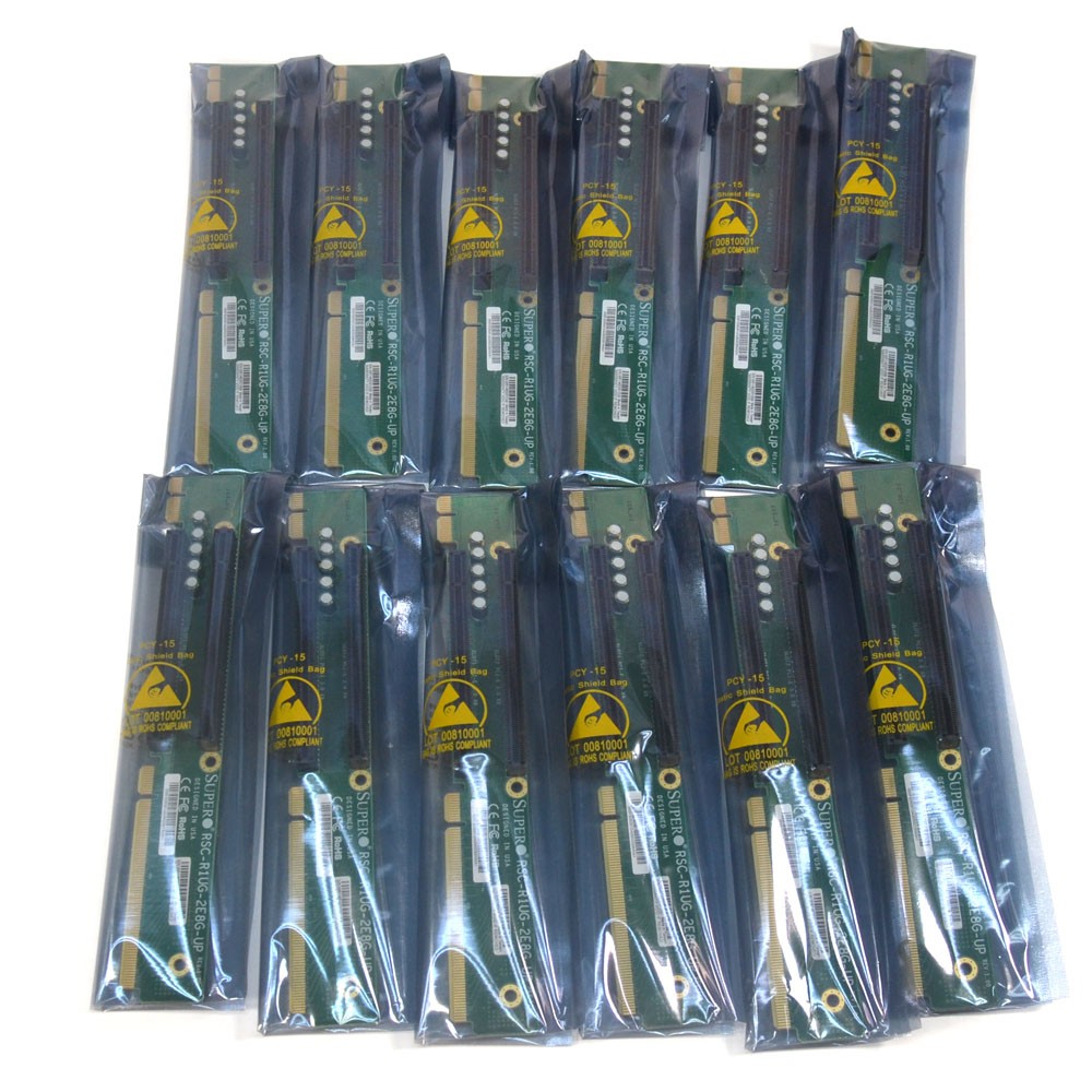 (Lot of 12) Supermicro RSC-R1UG-2E8GR-UP 1U RHS PCI-Express x8 & x16 Riser Card