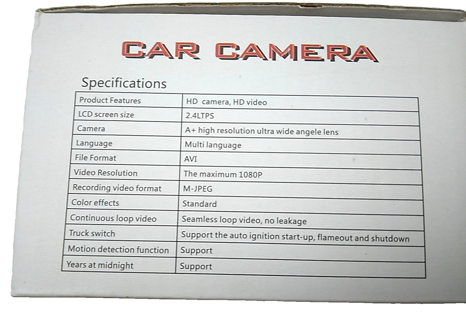 Car Dash Camera Model # MM310N
