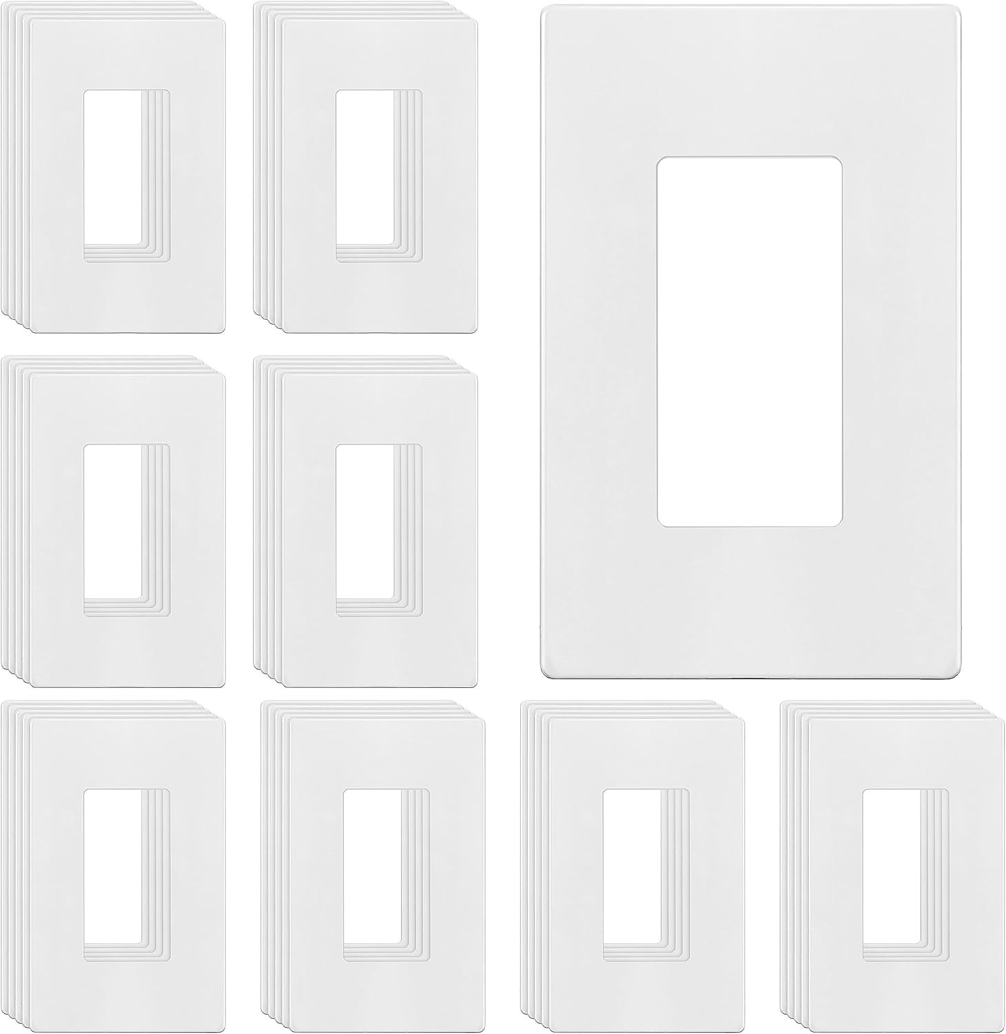 Screwless Decorator Wall Plates Child Safe Outlet Covers, Size 1-Gang 4.68" H X