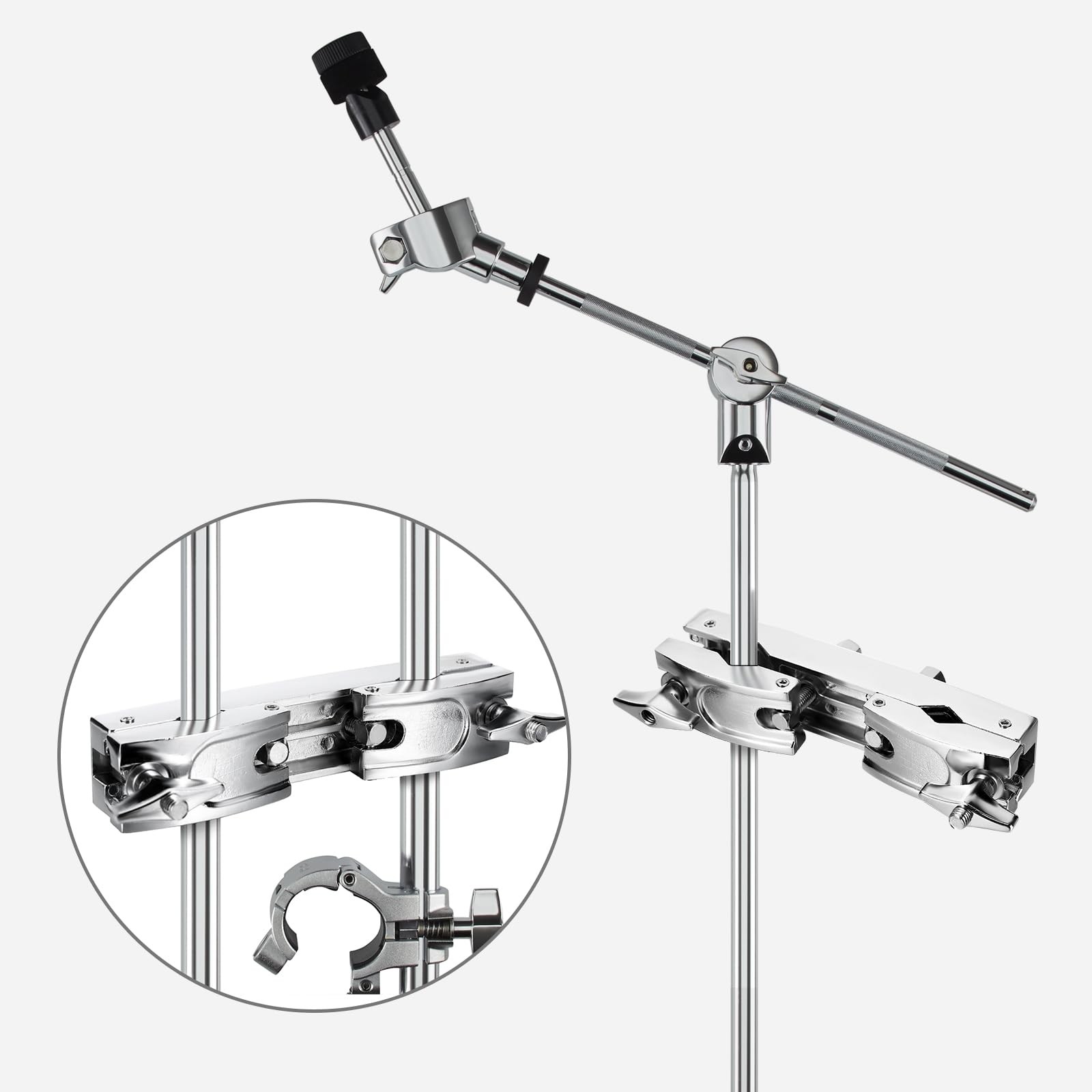 Cymbal Stand Multi-Clamp, Silver Drum Clamp Mount, Adjustable