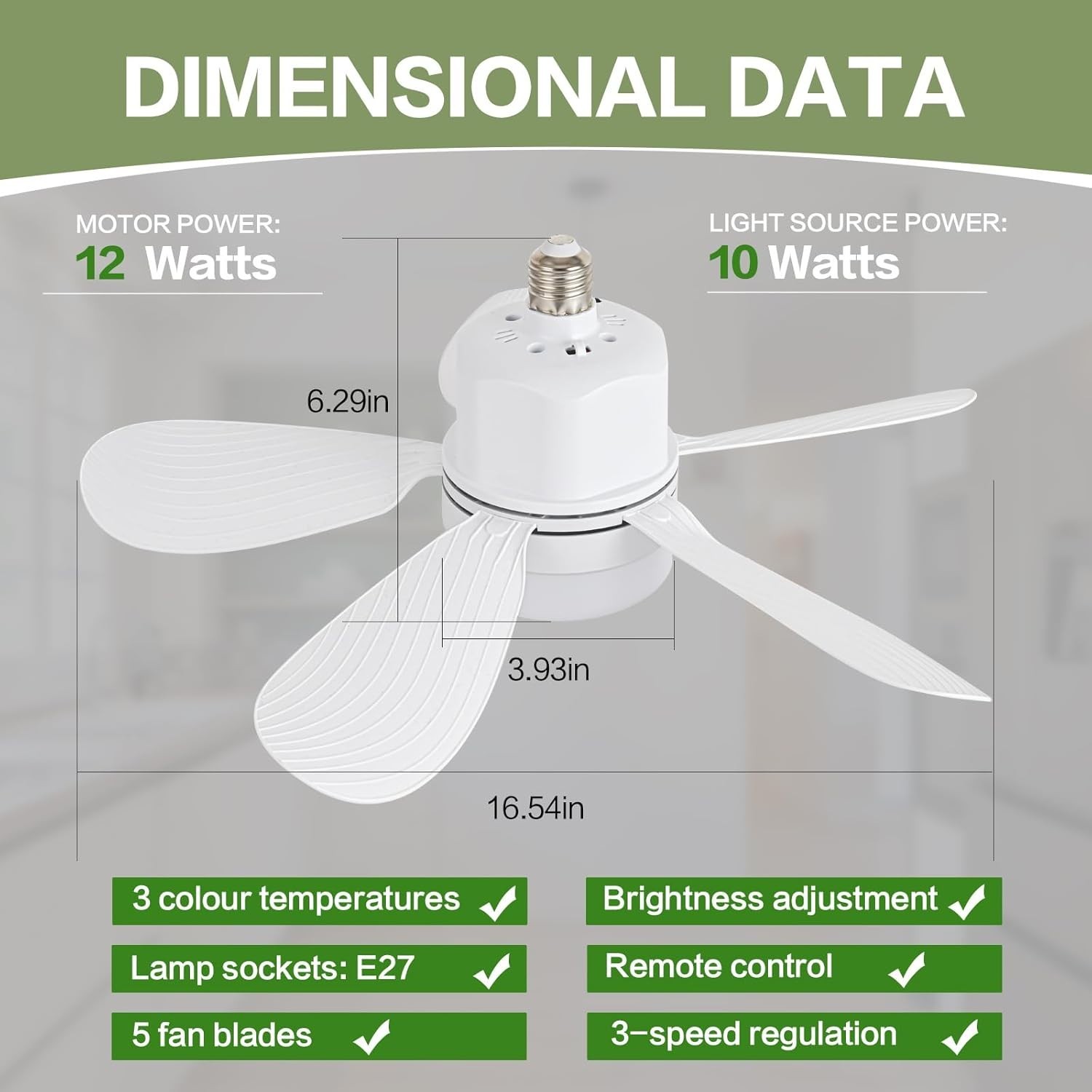 Socket Breeze Socket Fan Light with Remote Control, Portable Small Ceiling Fans