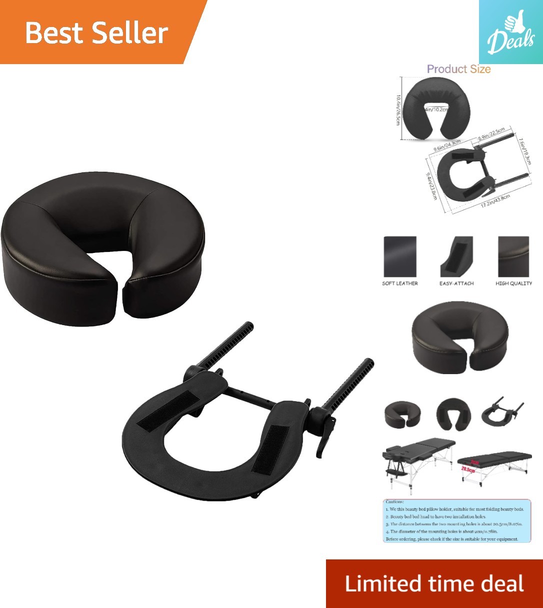 Adjustable U-Shaped Massage Pillow Set with Soft Memory Foam for Beauty Beds