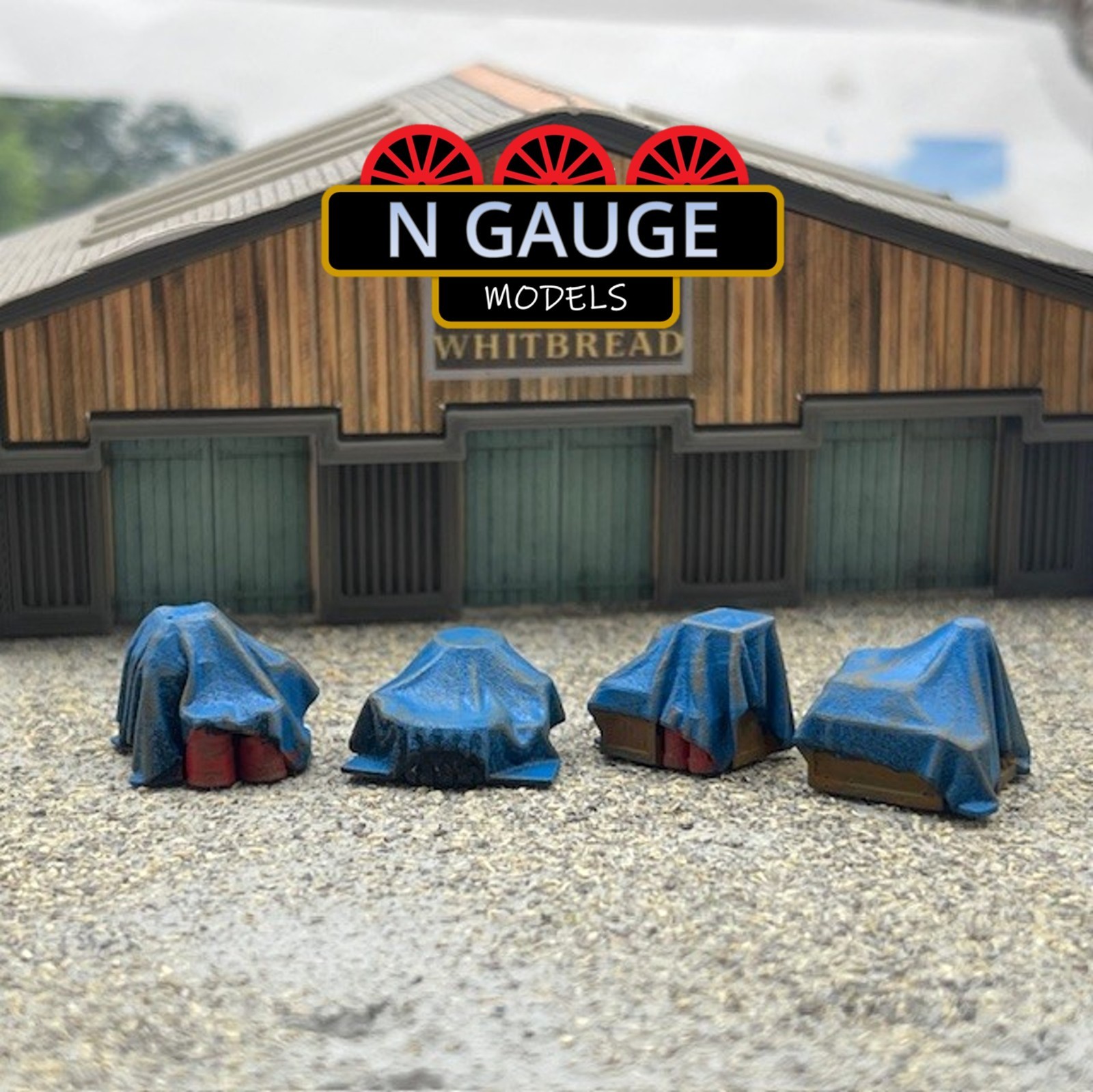 PAINTED- N Scale Gauge Tarpaulin Accessories Loads  (Barrels, Boxes, Crates)