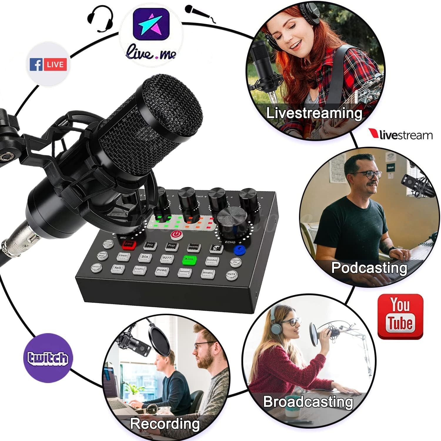 Professional Condenser Microphone Kit Complete Set For Podcast Studio Recording