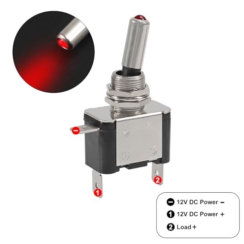 AITRIP 6pcs Rocker Toggle Switch LED Illuminated with 3Pin Led Switch Red